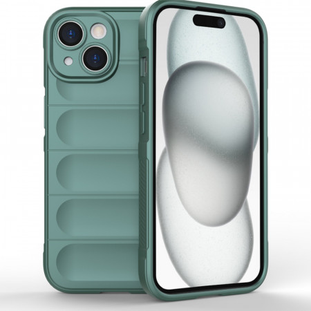 Husa pentru iPhone 15 Plus eleganta, din silicon mat, SKDR Vogue - Verde