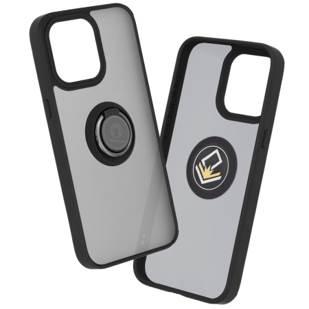 Husa pentru iPhone 15 Pro Max, SKYDDAR INNOVATION, Glinth+ cu Inel Rotativ 360°, Compatibilitate Magnetica, Negru, set cu sticker