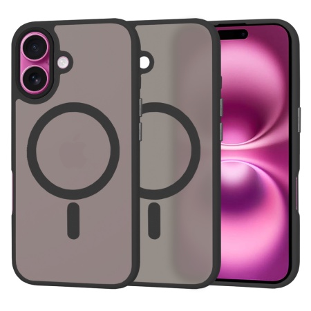 Husa pentru iPhone 16 Plus, SKYDDAR INNOVATION, HaloFrost MagSafe, Antisoc, set cu sticker, Negru