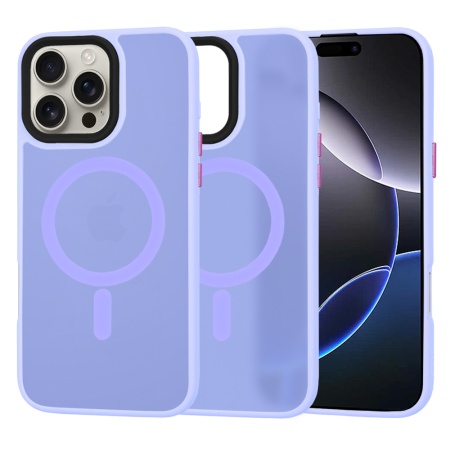 Husa pentru iPhone 16 Pro Max, SKYDDAR INNOVATION, HaloFrost MagSafe, Antisoc, set cu sticker, Mov deschis