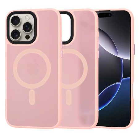 Husa pentru iPhone 16 Pro Max, SKYDDAR INNOVATION, HaloFrost MagSafe, Antisoc, set cu sticker, Roz