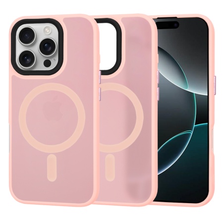 Husa pentru iPhone 16 Pro, SKYDDAR INNOVATION, HaloFrost MagSafe, Antisoc, set cu sticker, Roz