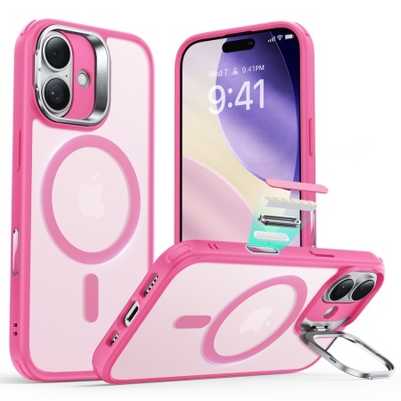 Husa pentru iPhone 17, slim, ESR Classic Hybrid HaloLock Kickstand, Roz