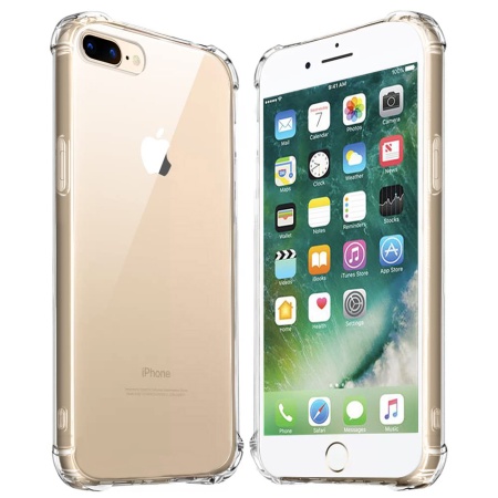 Husa pentru iPhone 8 Plus / 7 Plus , SKYDDAR INNOVATION, Shockproof Clear din Silicon Slim, Transparenta, set cu sticker