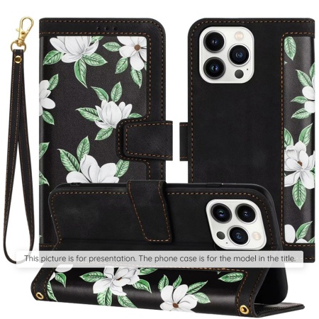 Husa pentru Motorola Edge 60 Fusion, SKYDDAR INNOVATION, Floral Wallet din Piele Ecologică, Stand Integrat, Buzunare pentru Carduri, Negru, set cu sticker