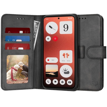 Husa pentru Nothing CMF Phone 1, SKYDDAR INNOVATION, Diary Book, tip carte, cu Portofel Interior, Antisoc, Negru, set cu sticker