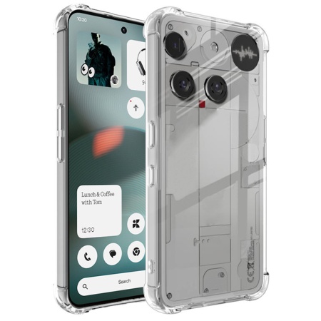 Husa pentru Nothing Phone (3), SKYDDAR INNOVATION, Shockproof Clear Silicone, Silicon Slim, set cu sticker, Transparenta