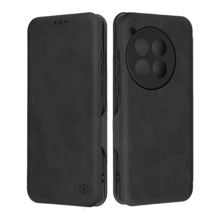 Husa pentru OnePlus 12, SKYDDAR INNOVATION, Safe Wallet tip carte din Piele Ecologica, Suport Carduri, Inchidere Magnetica, Negru, set cu sticker