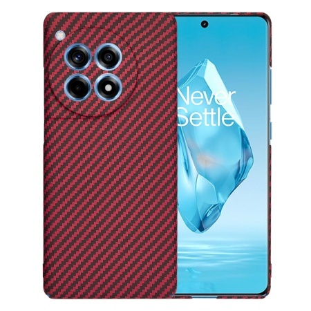 Husa pentru OnePlus 12R, SKYDDAR INNOVATION, textura carbon, Carbonite FiberShell, set cu sticker, Rosu,