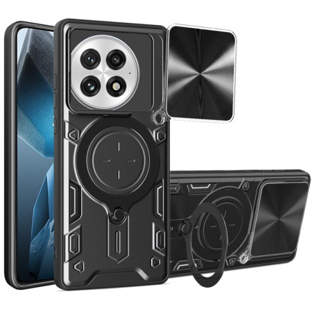 Husa pentru OnePlus 13, SKYDDAR INNOVATION, CamGuard Pro, Inel Magnetic, Protectie Camera, set cu sticker, Negru