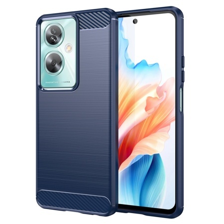 Husa pentru Oppo A79 5G / OnePlus Nord N30 SE, SKYDDAR INNOVATION, Carbon Silicone, din Silicon Slim, cu textura Fibra Carbon, set cu sticker, Albastru