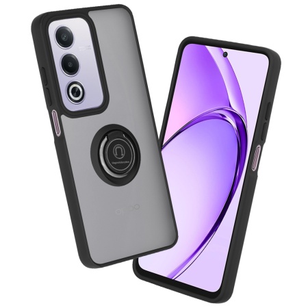 Husa pentru Oppo A80 5G, SKYDDAR INNOVATION, Glinth cu Inel Rotativ 360° Magnetic, Negru, set cu sticker