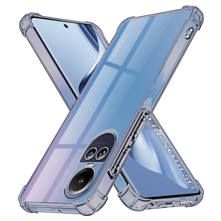 Husa pentru Oppo Reno10 / Reno10 Pro, SKYDDAR INNOVATION, Shockproof Clear Silicone, Silicon Slim, set cu sticker, Fumuriu