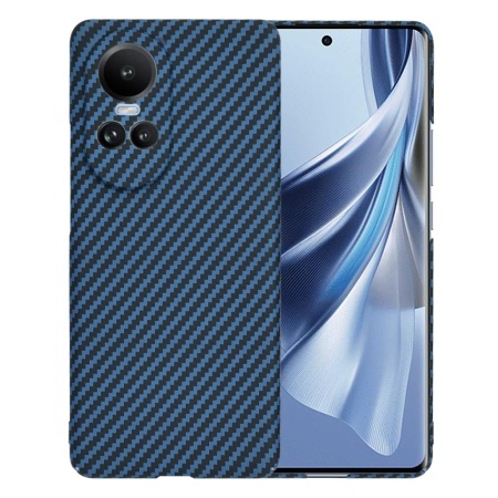 Husa pentru Oppo Reno10 / Reno10 Pro, SKYDDAR INNOVATION, textura carbon, Carbonite FiberShell, set cu sticker, Cyan,