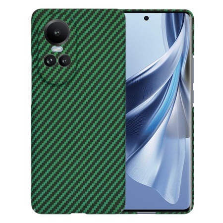 Husa pentru Oppo Reno10 / Reno10 Pro, SKYDDAR INNOVATION, textura carbon, Carbonite FiberShell, set cu sticker, Verde,