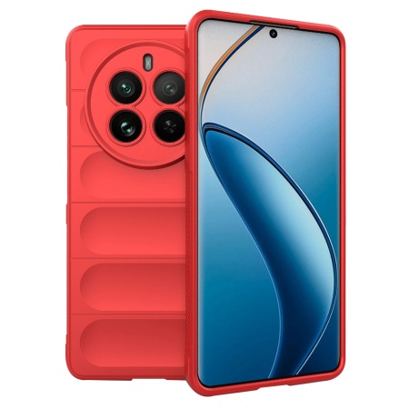 Husa pentru Realme 12 Pro / 12 Pro+, SKYDDAR INNOVATION, Magic Shield, din Silicon Mat, set cu sticker, Rosu