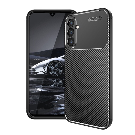 Husa pentru Samsung Galaxy A14 5G / Galaxy A14 4G, SKYDDAR INNOVATION, CarbonFiber, Antisoc, Negru, set cu sticker