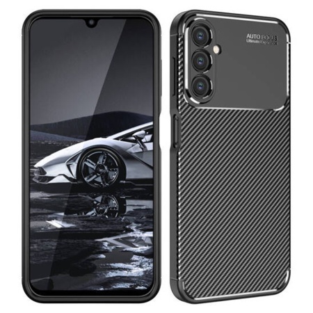 Husa pentru Samsung Galaxy A15 4G / Galaxy A15 5G, SKYDDAR INNOVATION, CarbonFiber, Antisoc, Negru, set cu sticker