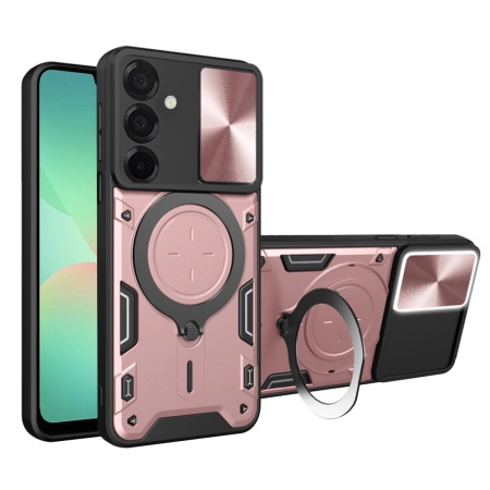 Husa pentru Samsung Galaxy A26 5G, SKYDDAR INNOVATION, CamGuard Pro, Inel Magnetic, Protectie Camera, set cu sticker, Roz auriu