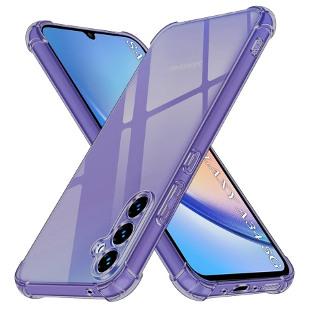 Husa pentru Samsung Galaxy A34 5G, SKYDDAR INNOVATION, Shockproof Clear Silicone, Silicon Slim, set cu sticker, Fumuriu