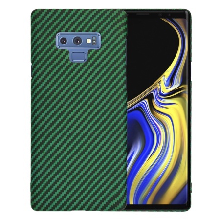 Husa pentru Samsung Galaxy Note 9, SKYDDAR INNOVATION, textura carbon, Carbonite FiberShell, set cu sticker, Verde,