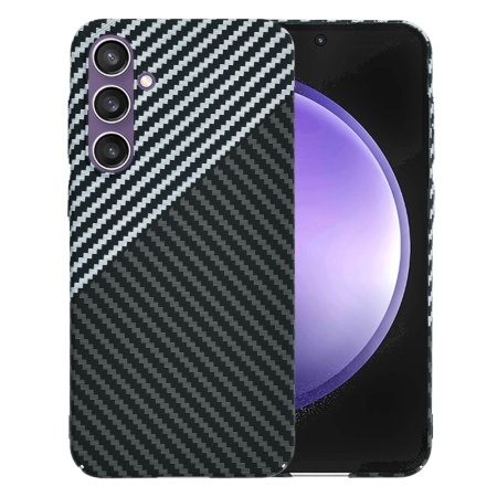 Husa pentru Samsung Galaxy S23 FE, SKYDDAR INNOVATION, textura carbon, Carbonite FiberShell, set cu sticker, Gri,