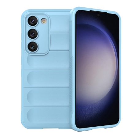 Husa pentru Samsung Galaxy S23, SKYDDAR INNOVATION, Magic Shield, din Silicon Mat, set cu sticker, Bleu