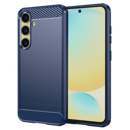 Husa pentru Samsung Galaxy S24 FE, SKYDDAR INNOVATION, Carbon Silicone, din Silicon Slim, cu textura Fibra Carbon, set cu sticker, Albastru