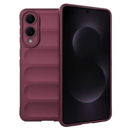 Husa pentru Samsung Galaxy S25 Edge, SKYDDAR INNOVATION, Vogue din Silicon Mat, set cu sticker, Bordo
