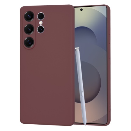 Husa pentru Samsung Galaxy S25 Ultra, SKYDDAR INNOVATION, din Silicon Catifelat, SoftElegance, set cu sticker, Bordo