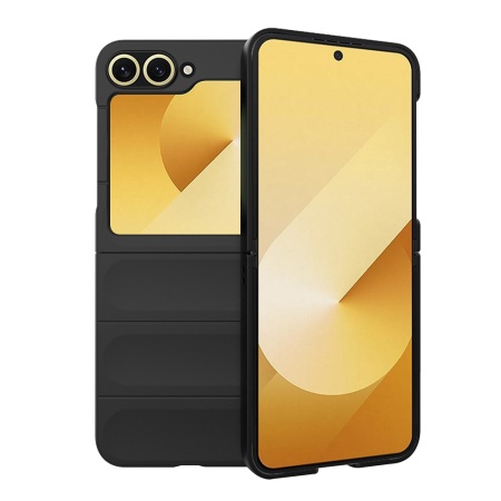 Husa pentru Samsung Galaxy Z Flip6 / Galaxy Z Flip7 FE, SKYDDAR INNOVATION, Magic Shield, din Silicon Mat, set cu sticker, Negru