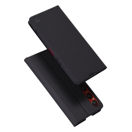 Husa pentru Sony Xperia 1 VI, SKYDDAR INNOVATION, Magskin Book, tip Carte cu Portofel Interior, set cu sticker, Negru