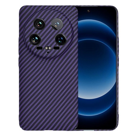 Husa pentru Xiaomi 14 Ultra, SKYDDAR INNOVATION, textura carbon, Carbonite FiberShell, set cu sticker, Mov,
