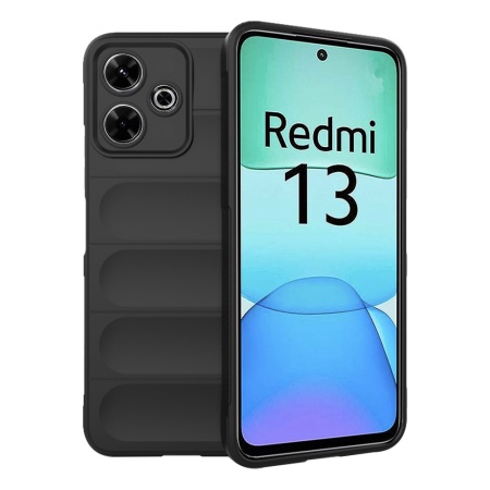 Husa pentru Xiaomi Redmi 13 / Poco M6 4G, SKYDDAR INNOVATION, Magic Shield, din Silicon Mat, set cu sticker, Negru