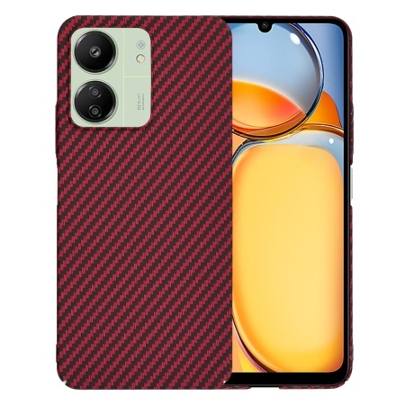 Husa pentru Xiaomi Redmi 13C 4G / Poco C65 / Redmi 13C 5G, SKYDDAR INNOVATION, textura carbon, Carbonite FiberShell, set cu sticker, Rosu,