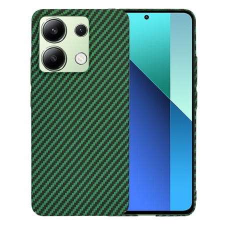 Husa pentru Xiaomi Redmi Note 13 4G, SKYDDAR INNOVATION, textura carbon, Carbonite FiberShell, set cu sticker, Verde,