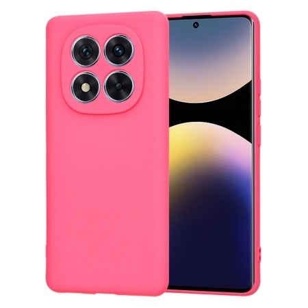 Husa pentru Xiaomi Redmi Note 14 Pro 5G / Poco X7, SKYDDAR INNOVATION, din Silicon Catifelat, SoftElegance, set cu sticker, Fucsia