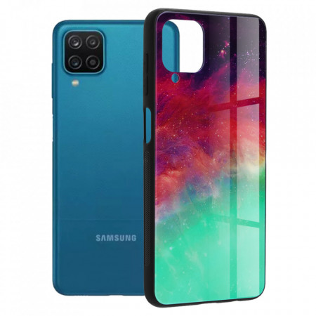 Husa Samsung Galaxy A12 cu sticla securizata, Techsuit Glaze - Fiery Ocean