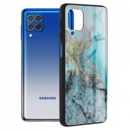 Husa Samsung Galaxy F62 / M62 cu sticla securizata, Techsuit Glaze - Blue Ocean