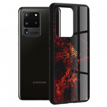 Husa Samsung Galaxy S20 Ultra cu sticla securizata, Techsuit Glaze - Red Nebula