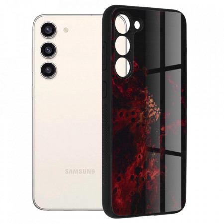 Husa Samsung Galaxy S23 Plus cu sticla securizata, Techsuit Glaze - Red Nebula