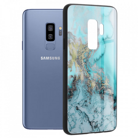 Husa Samsung Galaxy S9 Plus cu sticla securizata, Techsuit Glaze - Blue Ocean