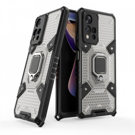 Husa Xiaomi Redmi Note 11 Pro+ 5G cu inel, Techsuit Honeycomb - Negru