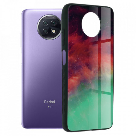 Husa Xiaomi Redmi Note 9T cu sticla securizata, Techsuit Glaze - Fiery Ocean