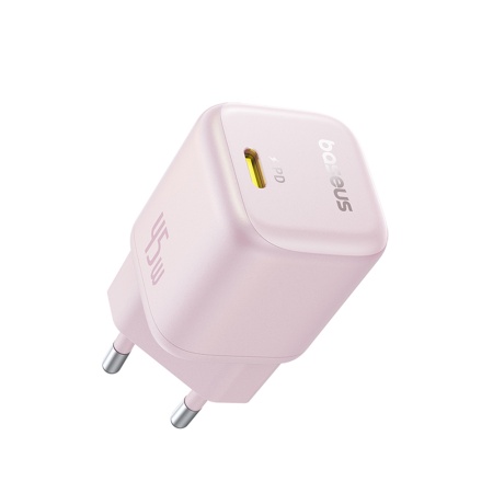 Incarcator Priza, Baseus, GaN, Fast Charging, 45W, USB-C, PicoGo, Roz