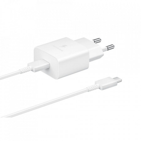 Incarcator priza fast charge 15W, 2A, cu cablu Type-C, Original Samsung - Alb