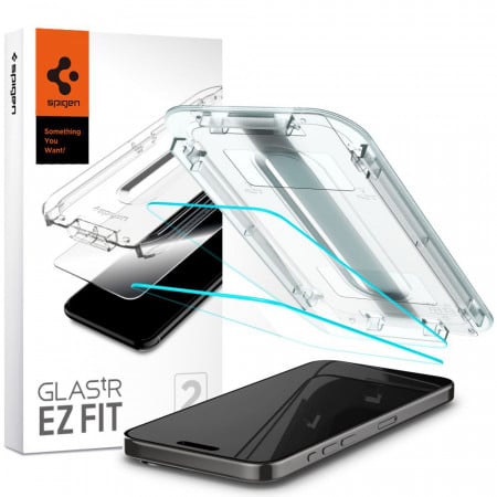 [Pachet 2x] Folie iPhone 15 Pro, GLAS.TR Ez-Fit - Transparent