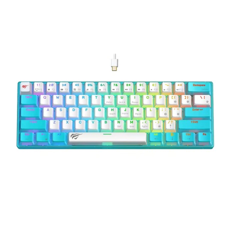 Tastatura Gaming Compacta, RGB, USB-C, 200mA, 1.8m, Havit KB903L, Albastru/ Alb