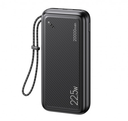 Baterie Externa 20000mAh (US-CD168) cu Sur de prindere,QC 3.0, 22.5W, 2x USB, Type-C, USAMS - Negru