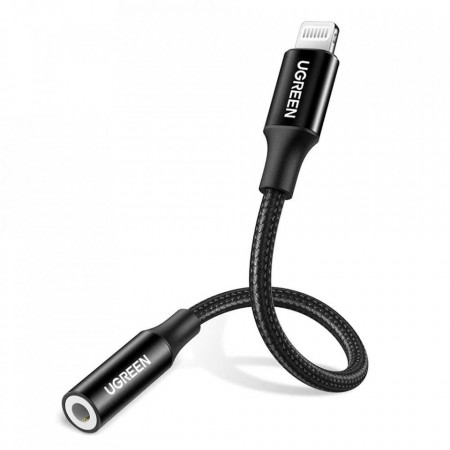 Cablu audio adaptor (30756) Lightning la Jack 3.5mm, 10cm, Ugreen - Negru